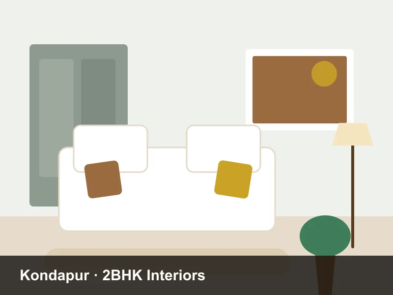 Modular kitchen and dining area of a compact 2BHK flat interior in Kondapur, Hyderabad