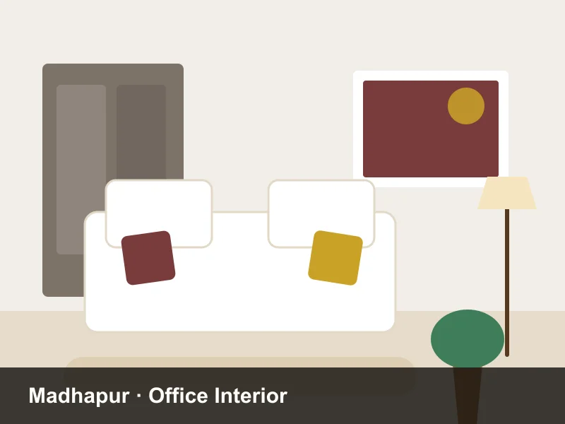 Open-plan startup office interior with 48 workstations in Madhapur, Hyderabad